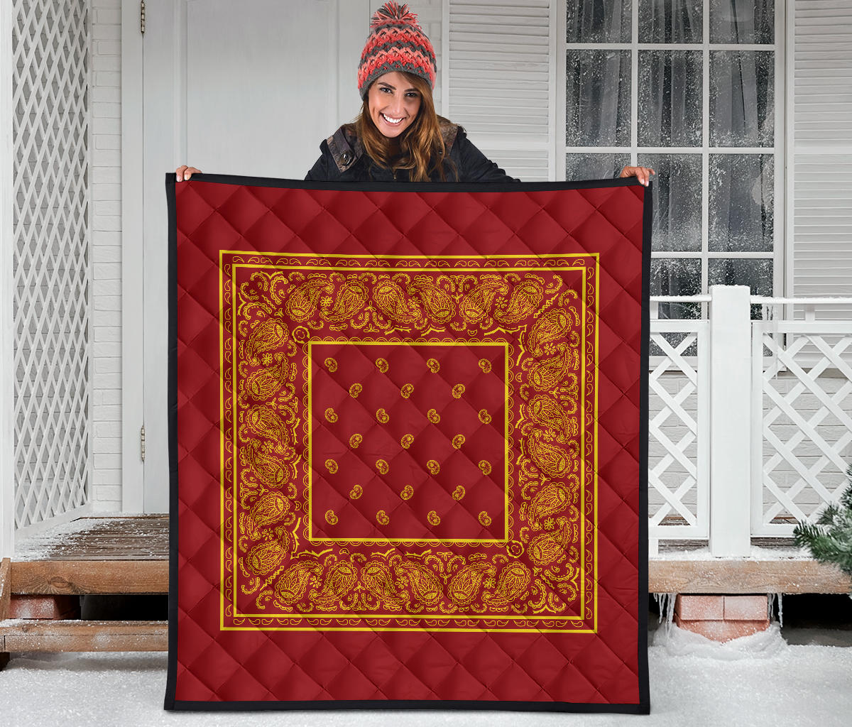 Quilt - Red and Gold Bandana Quilt