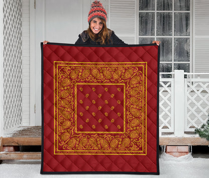 Quilt - Red and Gold Bandana Quilt
