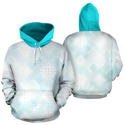 white and blue hoodie