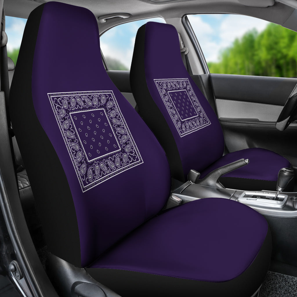 Royal Purple Bandana Car Seat Covers - Minimal