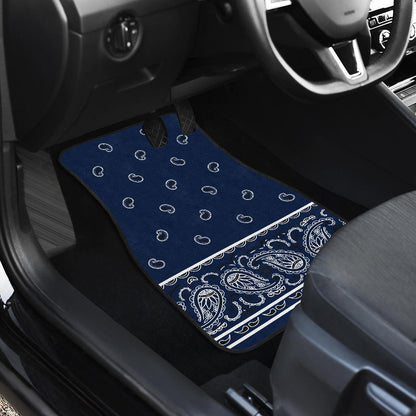 Quad Navy Bandana Car Floor Mats - Fancy