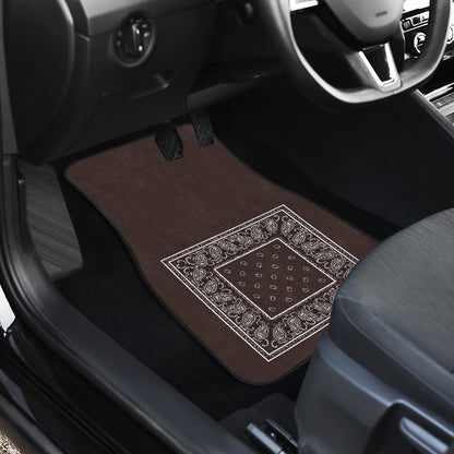 Dual Coffee Brown Bandana Car Mats - Minimal
