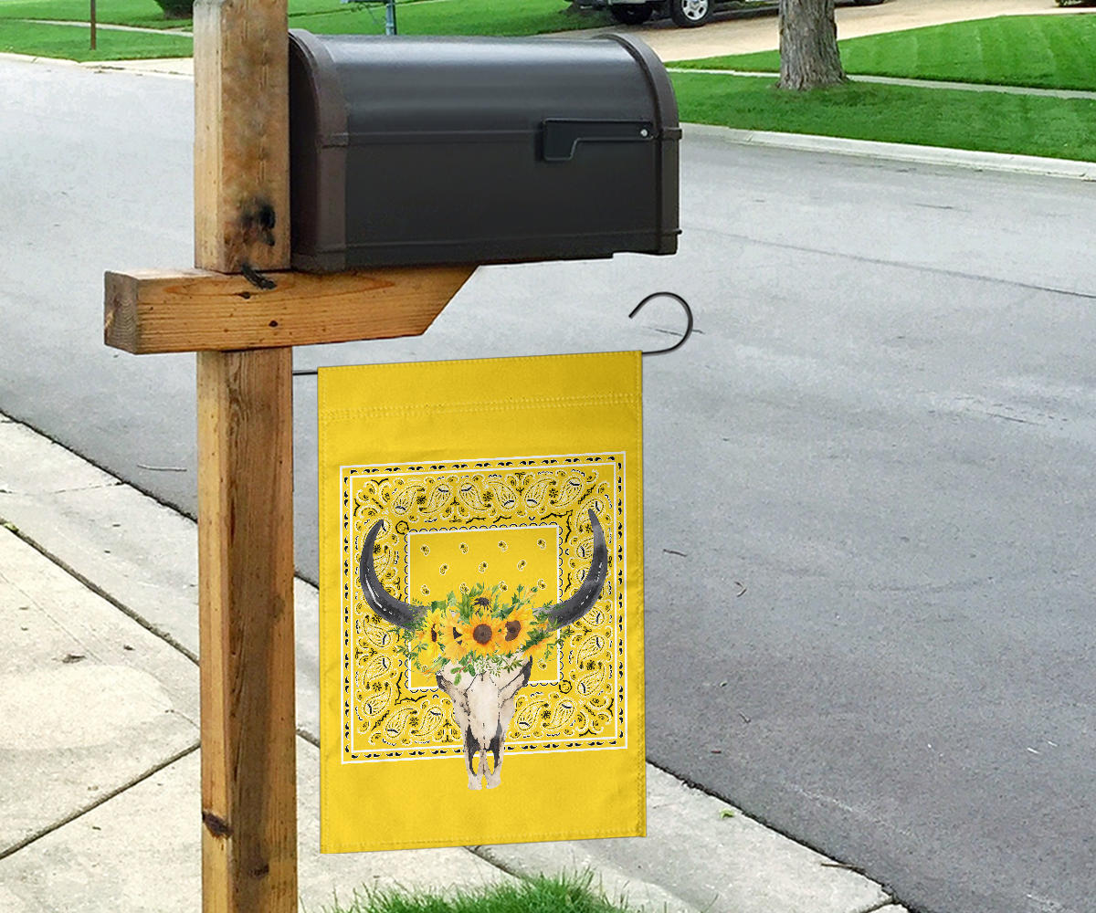 Sunflower Bull Skull Home and Garden Flags