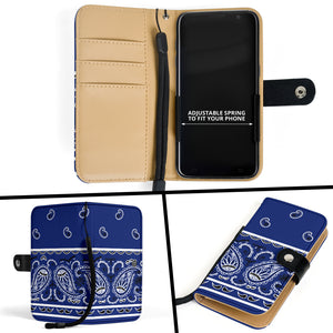 Navy Blue Bandana Phone Case Wallet