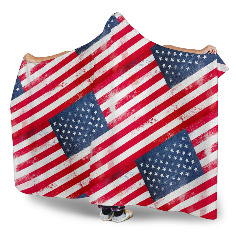 Ultimate United States Flag Tiled Hooded Blanket