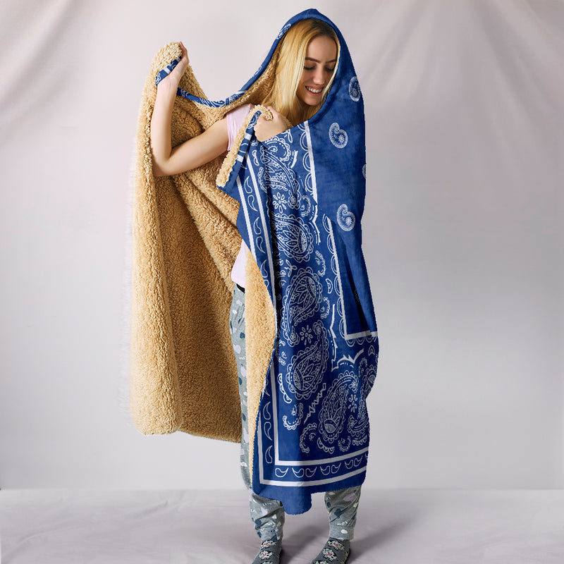 Faded Blue Bandana Hooded Blanket