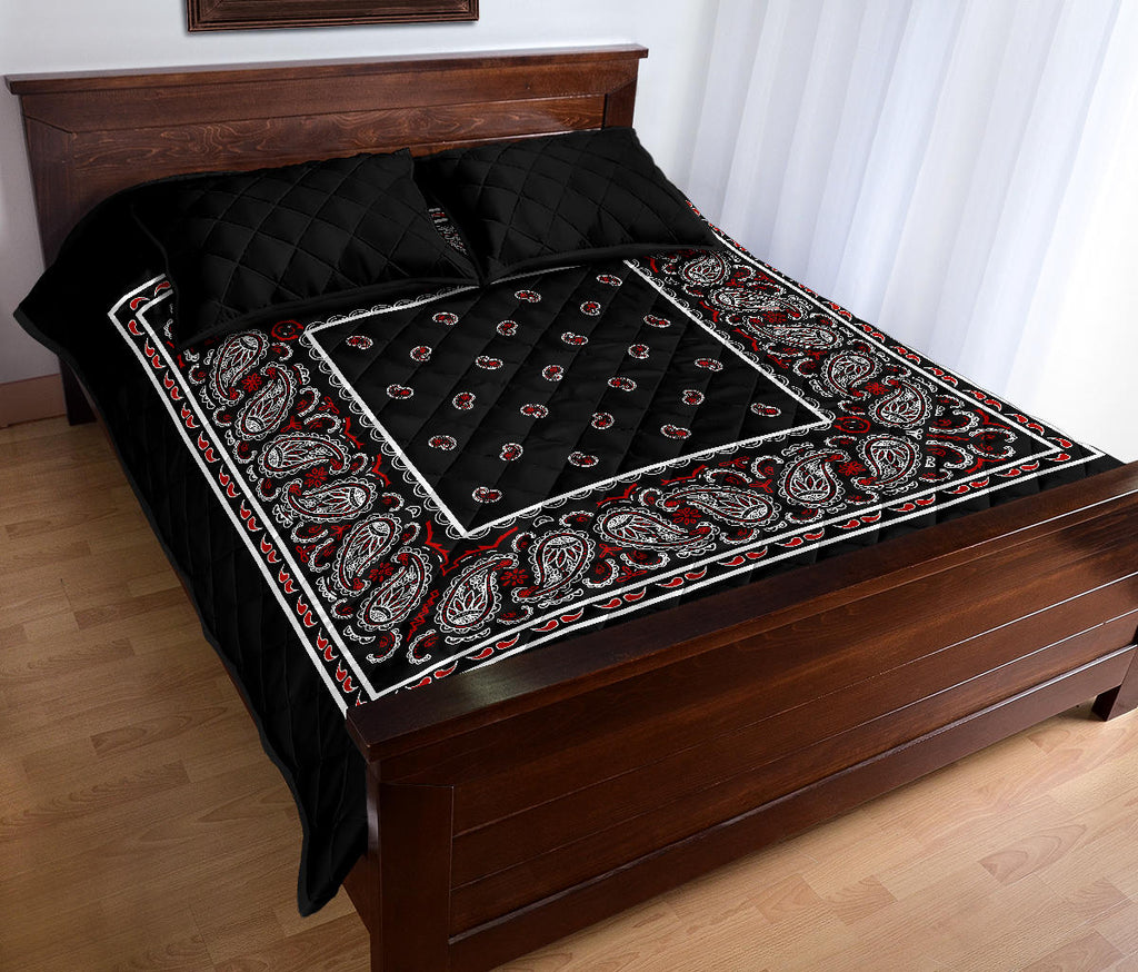 Wicked Black Bandana Bed Quilts with Shams