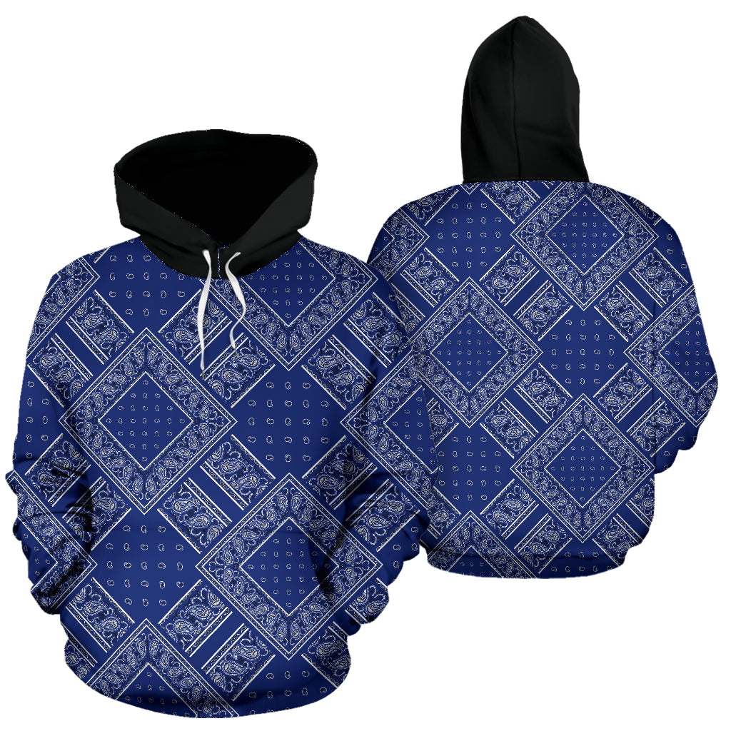 blue bandana hoodie with black hood
