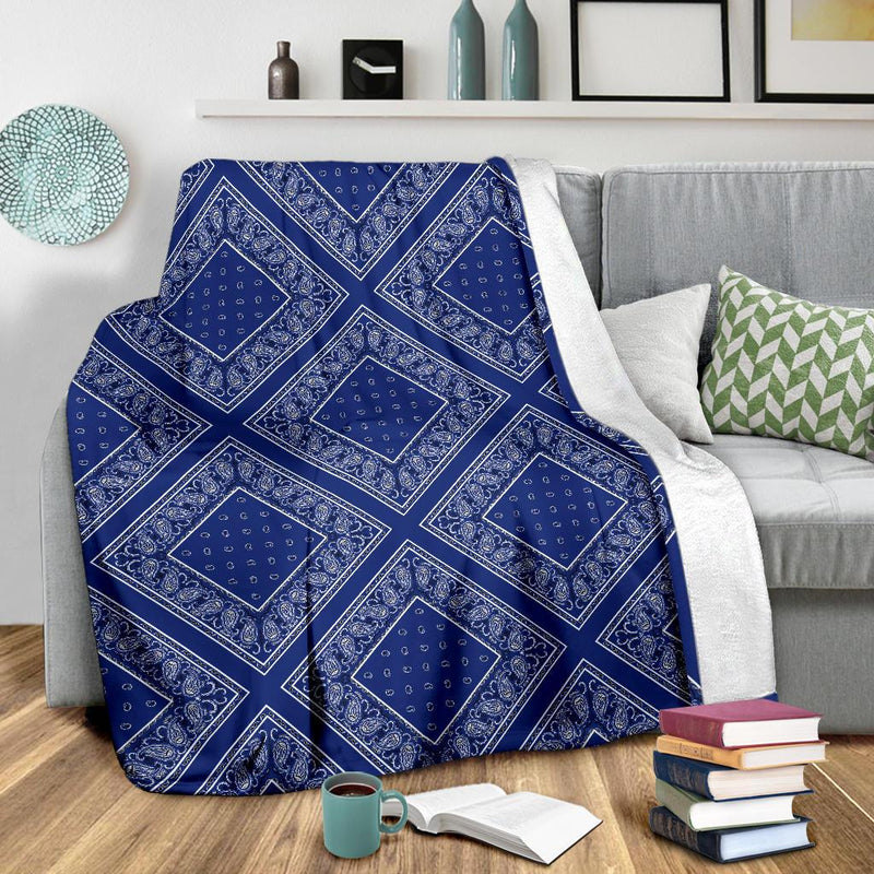 Royal Blue Bandana Fleece Throw Blanket