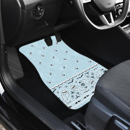 Quad Light Blue Bandana Car Floor Mats - Fancy