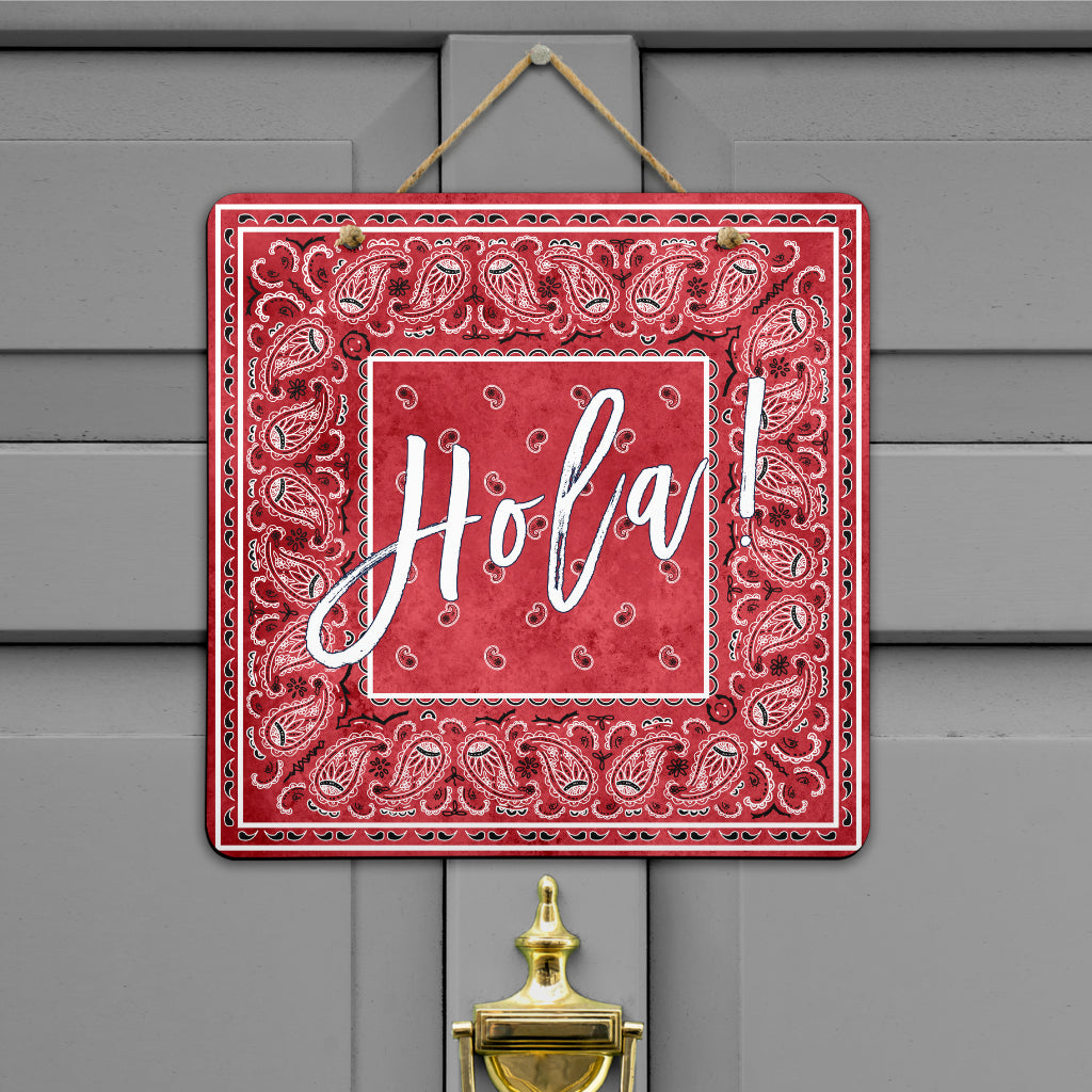 Red Denim Bandana Door Signs