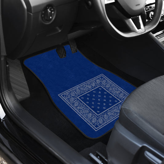 Quad Blue and Gray Bandana Car Mats - Minimal