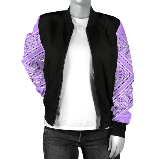 Women's Lilac Bandana Sleeved Bomber Jacket