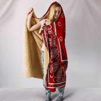 Maroon Bandana Hooded Blanket Front
