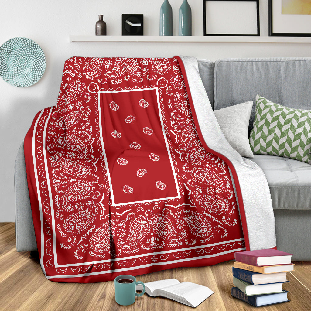 Red with White Fleece Throw Blanket