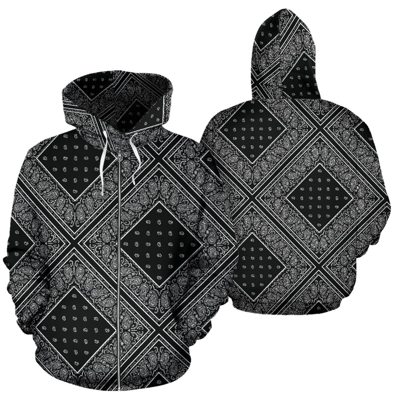 black bandana zip hoodie