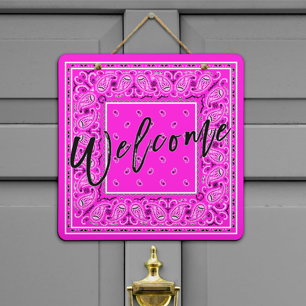 Abruptly Pink Bandana Door Signs