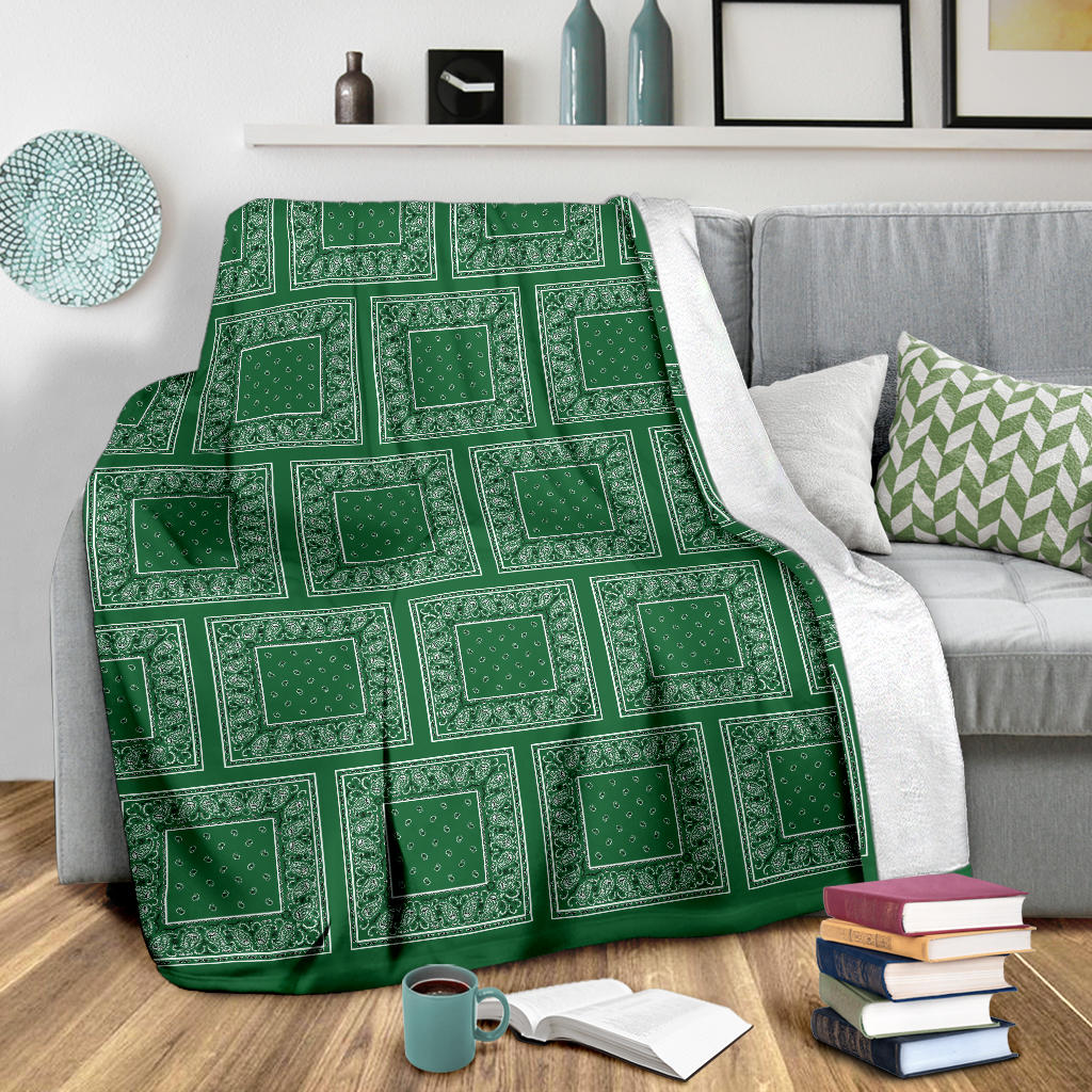 Ultra Plush Classic Green Bandana Patch Throw Blanket
