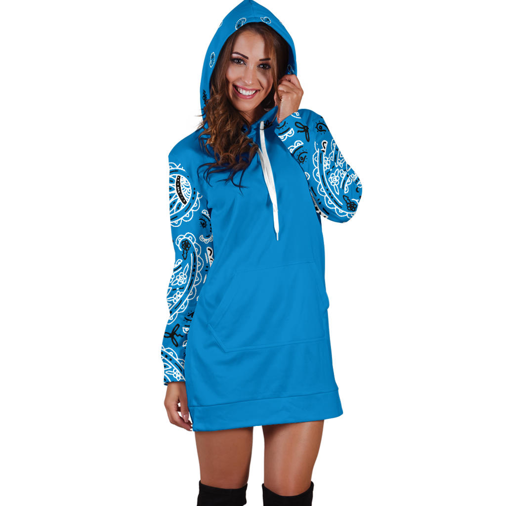 Front Sky Blue Bandana Hoodie Dress