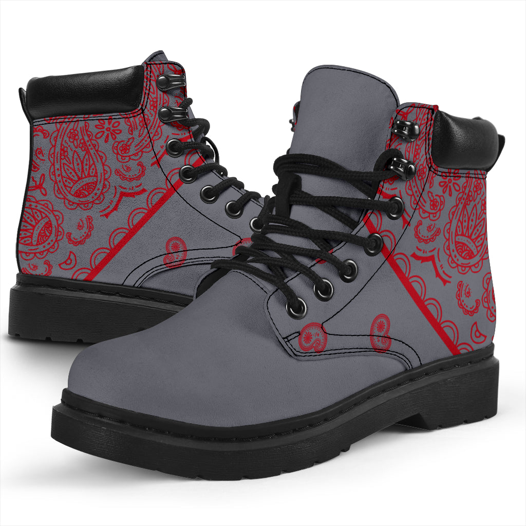 Gray and Red Bandana All Season Boots