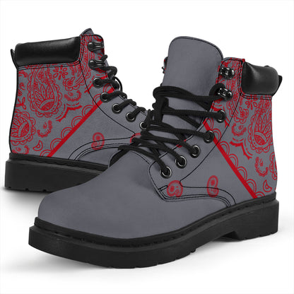 Gray and Red Bandana All Season Boots