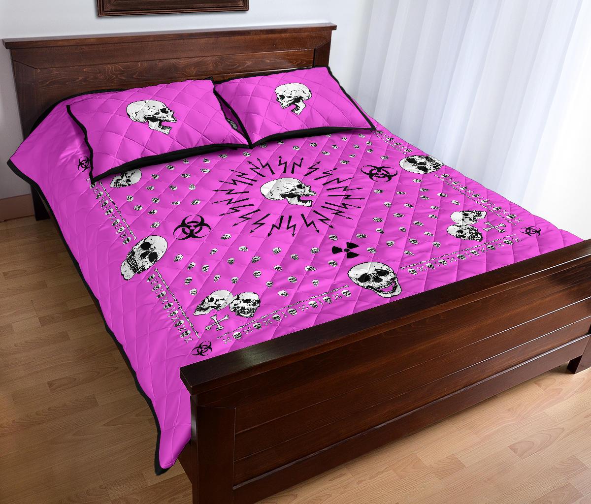 pink bandana with skulls quilt