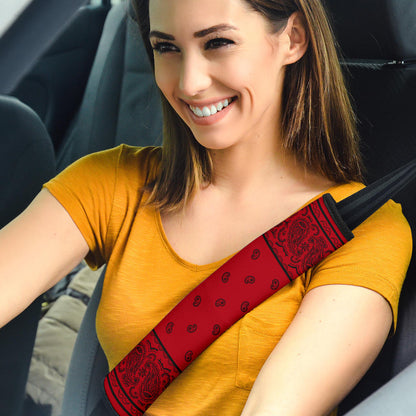 Red and Black Bandana Seat Belt Covers - 3 Styles