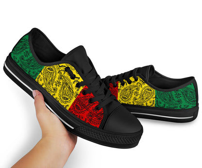 Canvas Low Top Sneakers - Rasta Bandana Style