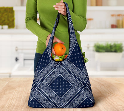 Navy Blue Bandana Grocery Bag 3-Pack