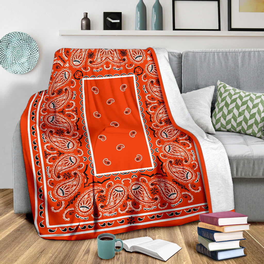 Orange Bandana Throw Blanket