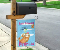 Funny Social Distancing Sloth Flag Sign for Businesses