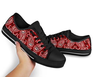 Canvas Low Top Sneakers - Bandana Style Maroon