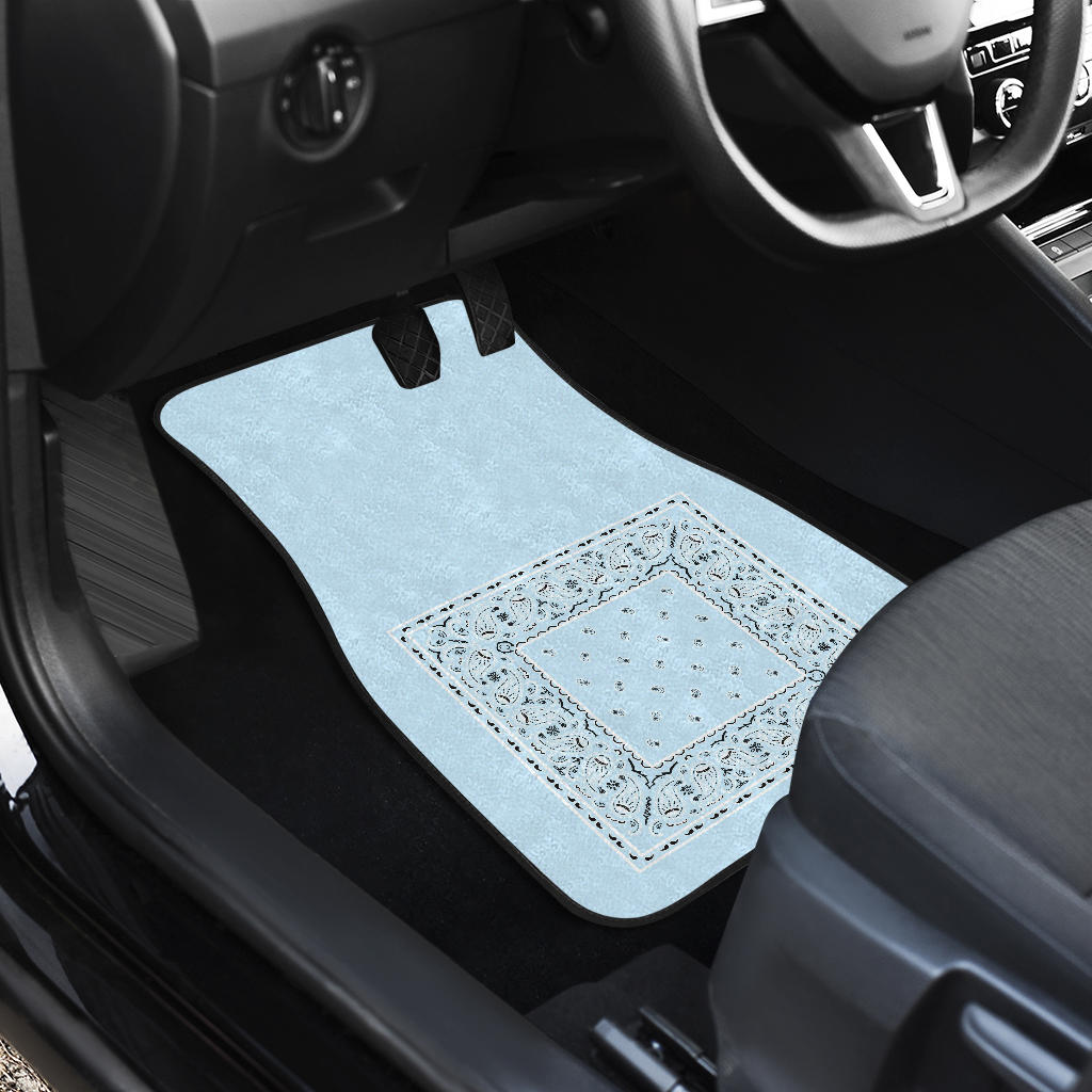 Quad Light Blue Bandana Car Floor Mats - Minimal
