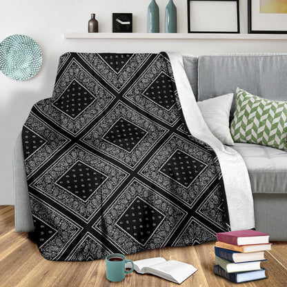 Ultra Plush Black Bandana Diamond Throw Blanket