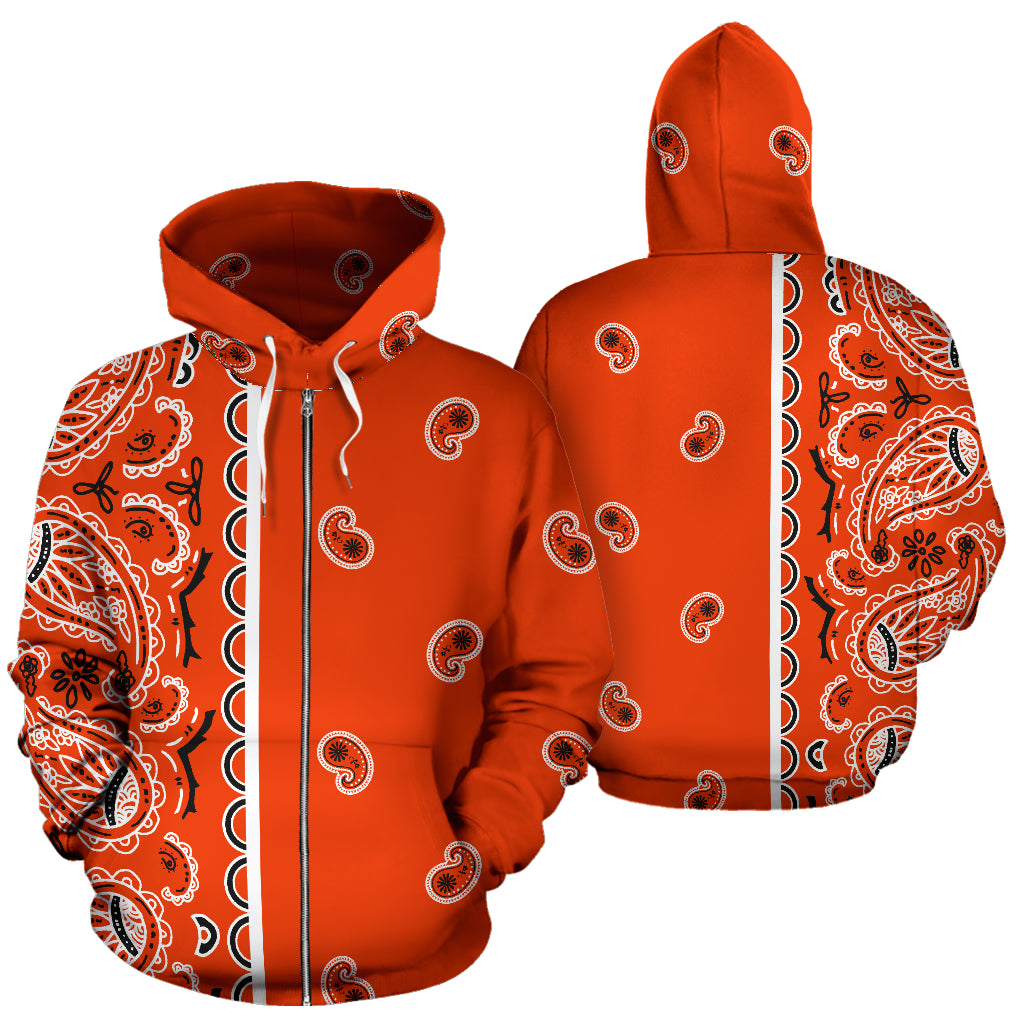 orange bandana zip up hoodies