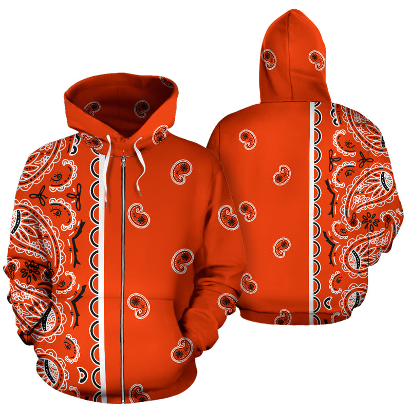 orange bandana zip up hoodies