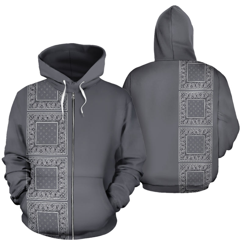 gray bandana zip up hoodie