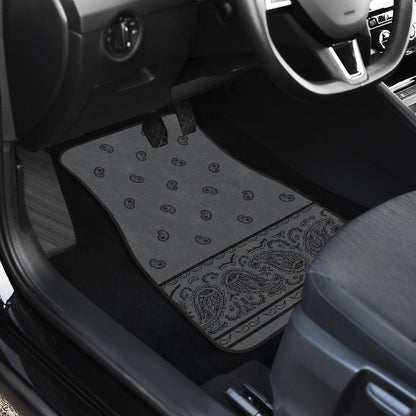 Quad Black and Gray Bandana Car Mats - Fancy