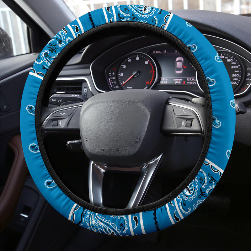Sky Blue Bandana Steering Wheel Covers - 3 Styles