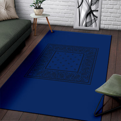 Blue and Black Bandana Area Rugs - Minimal