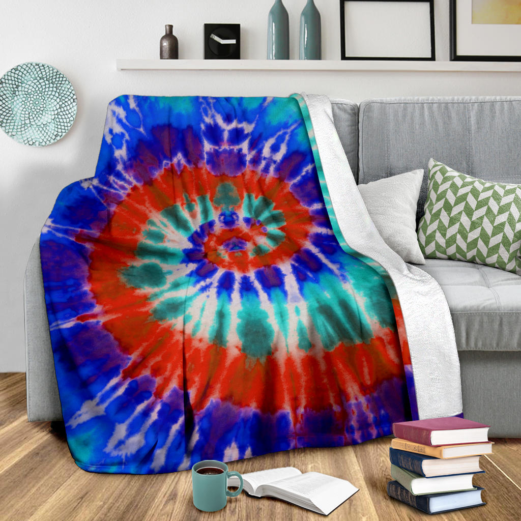 Spiral Tie Dye Fleece Throw Blanket
