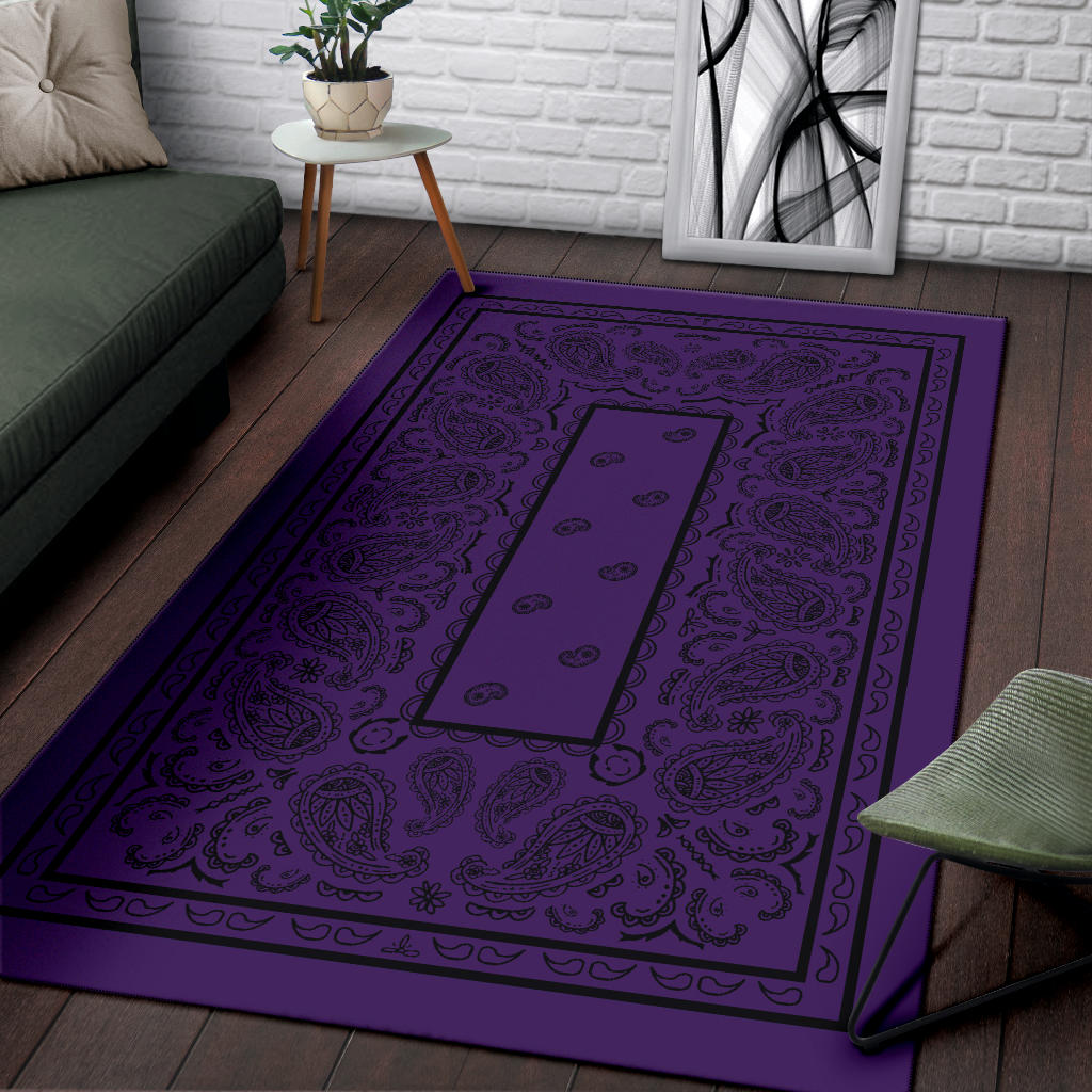 Purple and Black Bandana Area Rugs - Fitted