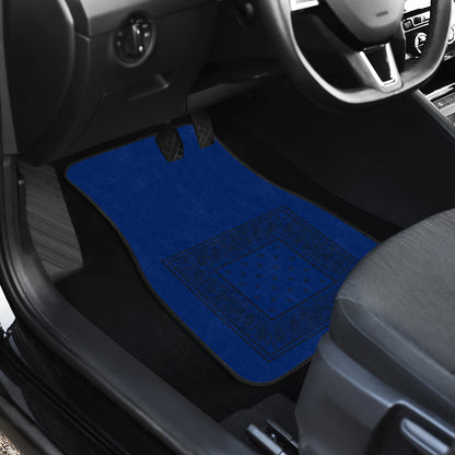 Dual Blue and Black Bandana Car Mats - Minimal