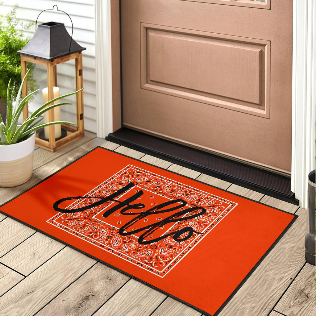 Perfect Orange Bandana Door Mats