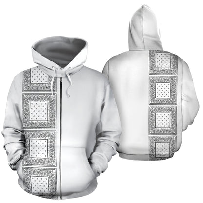 white bandana zip up hoodie