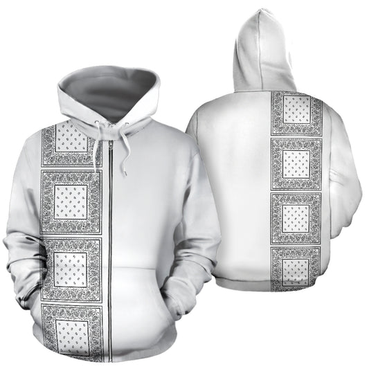 white bandana zip up hoodie