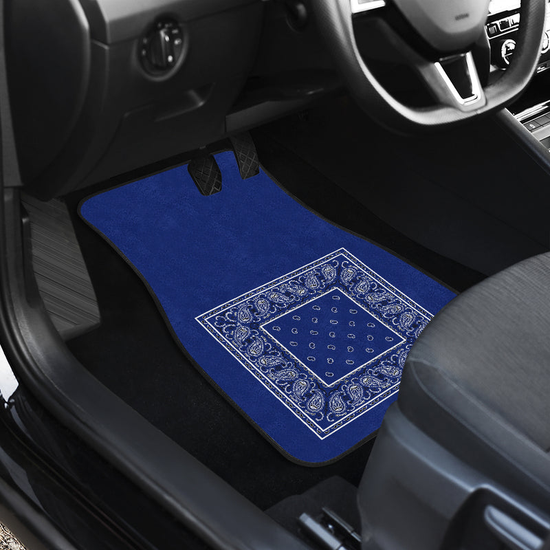 Quad Royal Blue Bandana Car Mats - Minimal