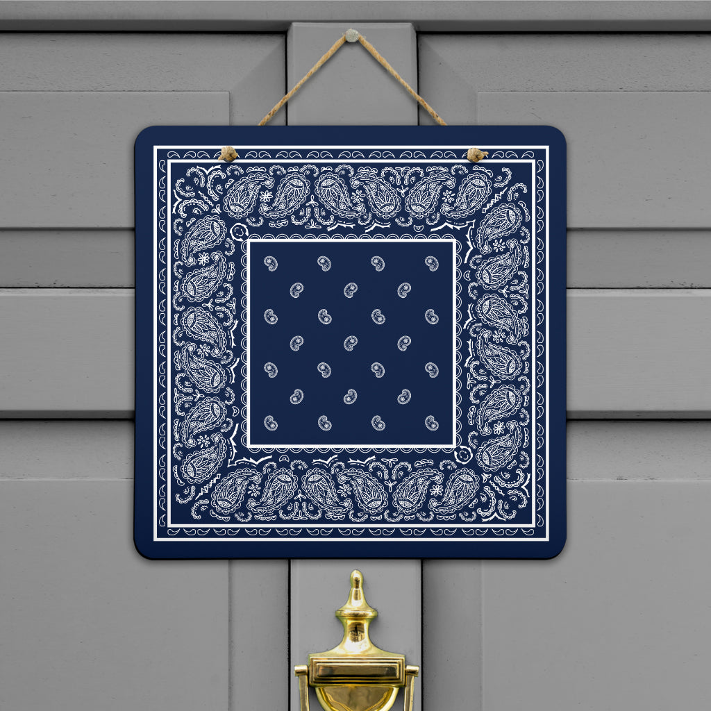 Navy Blue and White Bandana Door Signs