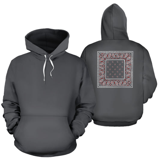 gray and red bandana pullover hoodie
