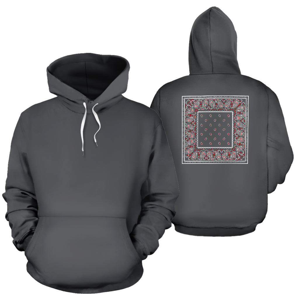 gray and red bandana pullover hoodie 